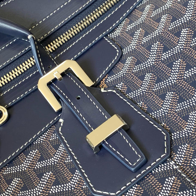 BOWLING 45 BAG IN NAVY BLUE GOYARDINE CANVAS AND CALFSKIN TRIM