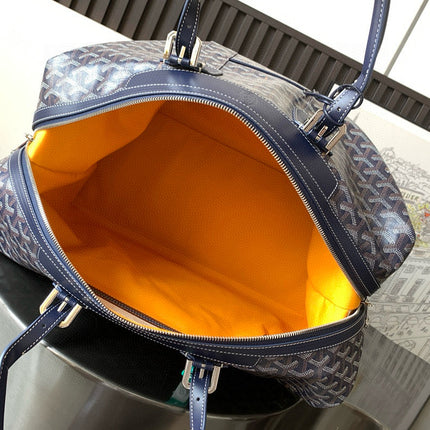 BOWLING 45 BAG IN NAVY BLUE GOYARDINE CANVAS AND CALFSKIN TRIM