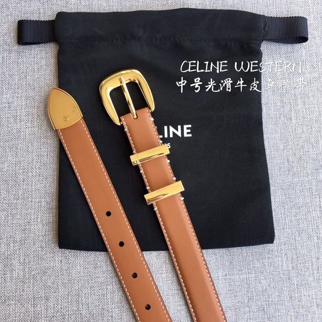 Medium Western Belt 25mm In Brown Calfskin Ghw