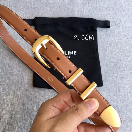 Medium Western Belt 25mm In Brown Calfskin Ghw