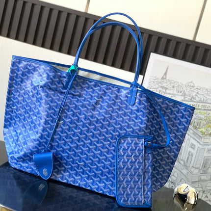 SAINT LOUIS PM 40 IN ROYAL BLUE GOYARDINE CANVAS AND CALFSKIN