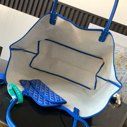 SAINT LOUIS PM 40 IN ROYAL BLUE GOYARDINE CANVAS AND CALFSKIN