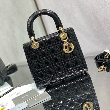 MINI 17 LADY BAG IN BLACK PATENT CALFSKIN