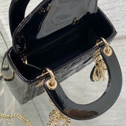 MINI 17 LADY BAG IN BLACK PATENT CALFSKIN