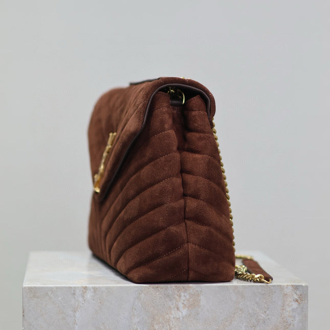 LOULOU 32 IN BROWN SUEDE CALFSKIN GOLD HARDWARE