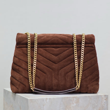 LOULOU 32 IN BROWN SUEDE CALFSKIN GOLD HARDWARE