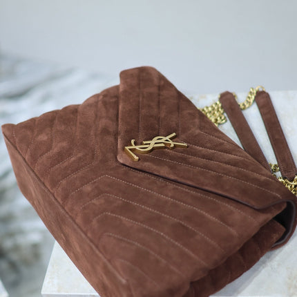 LOULOU 32 IN BROWN SUEDE CALFSKIN GOLD HARDWARE