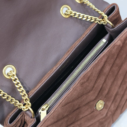 LOULOU 32 IN BROWN SUEDE CALFSKIN GOLD HARDWARE