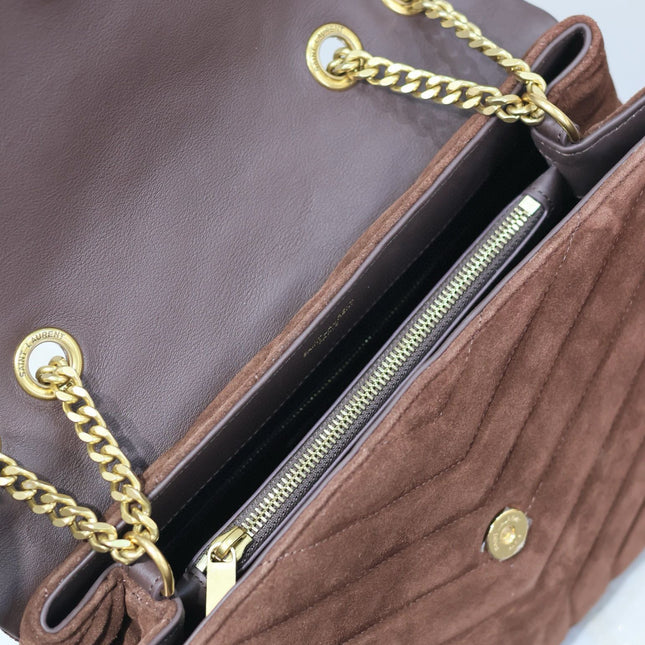 LOULOU 32 IN BROWN SUEDE CALFSKIN GOLD HARDWARE