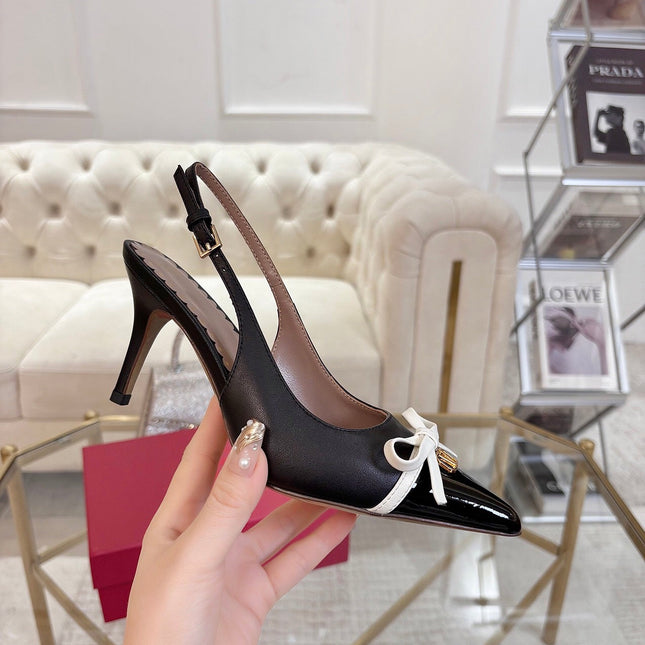 GARAVANI POINTED SLINGBACK PUMPS IN BLACK CALFSKIN