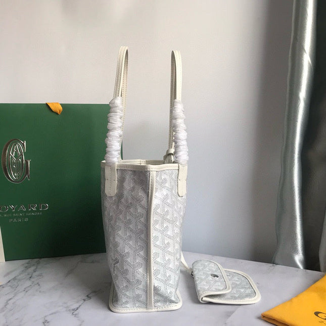 ANJOU MINI BAG 20 IN MILKY WHITE GOYARDINE CANVAS AND CALFSKIN