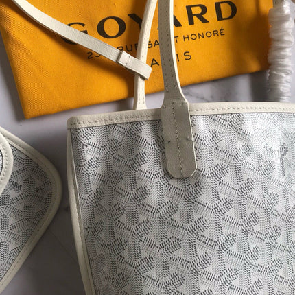 ANJOU MINI BAG 20 IN MILKY WHITE GOYARDINE CANVAS AND CALFSKIN