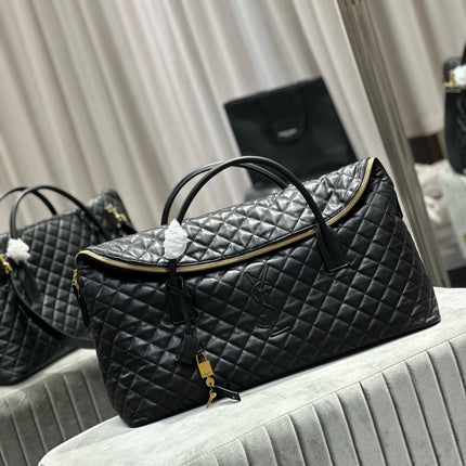 ES GIANT 56 BLACK COWHIDE LEATHER TRAVEL BAG