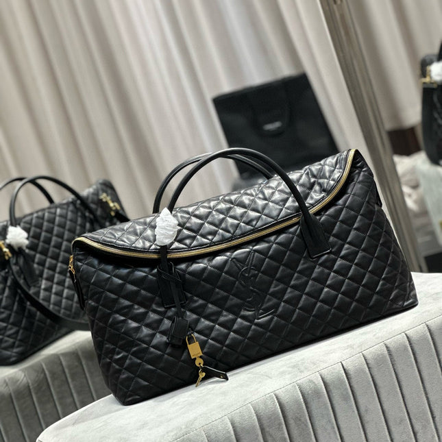 ES GIANT 56 BLACK COWHIDE LEATHER TRAVEL BAG