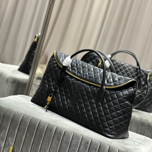 ES GIANT 56 BLACK COWHIDE LEATHER TRAVEL BAG