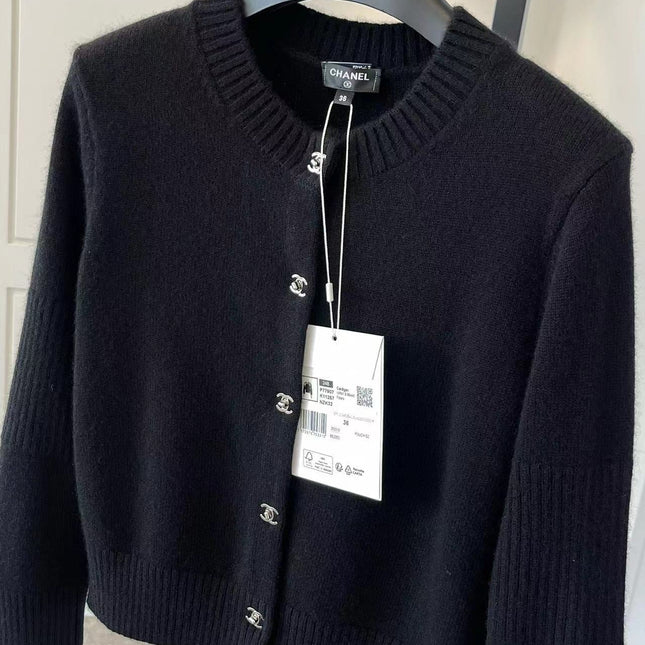 Chanel Black Cashmere Knitted Cardigan