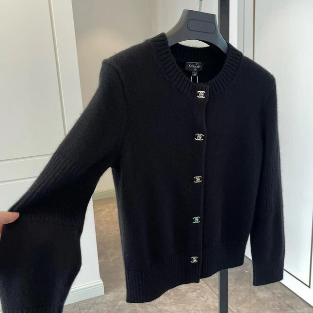 Chanel Black Cashmere Knitted Cardigan