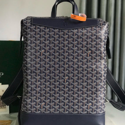 CISALPIN BACKPACK 43 IN NAVY BLUE GOYARDINE CANVAS AND CALFSKIN