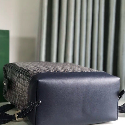 CISALPIN BACKPACK 43 IN NAVY BLUE GOYARDINE CANVAS AND CALFSKIN