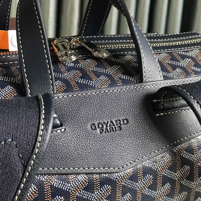 CISALPIN BACKPACK 43 IN NAVY BLUE GOYARDINE CANVAS AND CALFSKIN