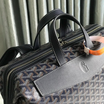 CISALPIN BACKPACK 43 IN NAVY BLUE GOYARDINE CANVAS AND CALFSKIN