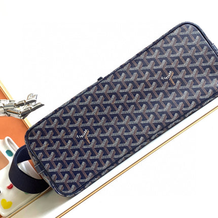 CAPETIEN MESSENGER BAG 39 IN NAVY BLUE GOYARDINE CANVAS AND CALFSKIN