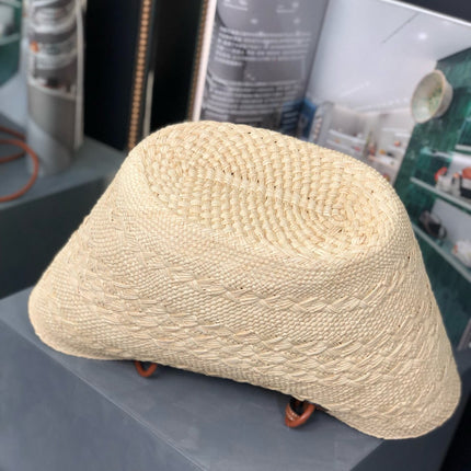 MEDIUM ANAGRAM BASKET BAG 46 IN BEIGE IRACA PALM AND TAN CALFSKIN