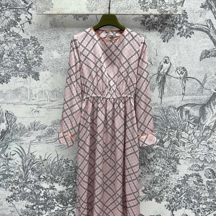 GG Printed Silk Dress Pink Ready To Wear