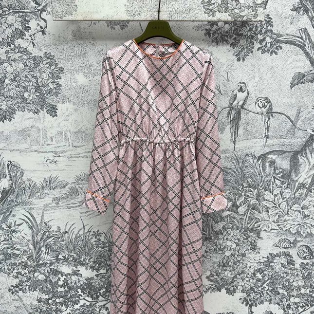 GG Printed Silk Dress Pink Ready To Wear