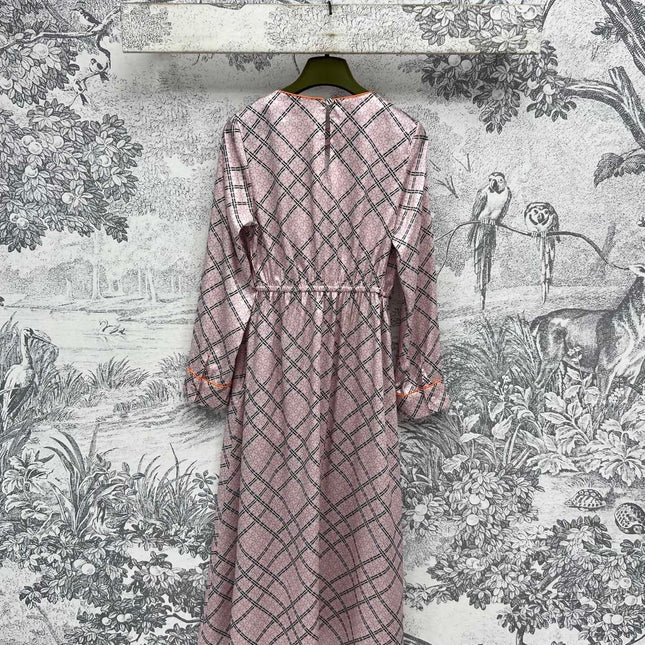 GG Printed Silk Dress Pink Ready To Wear