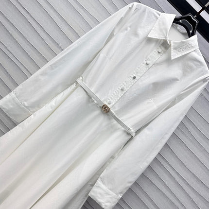 Gucci Midi Dress in White Cotton Poplin