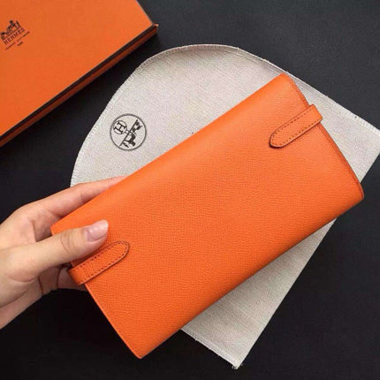 HM KELLY WALLET 20.5 ORANGE CALFSKIN