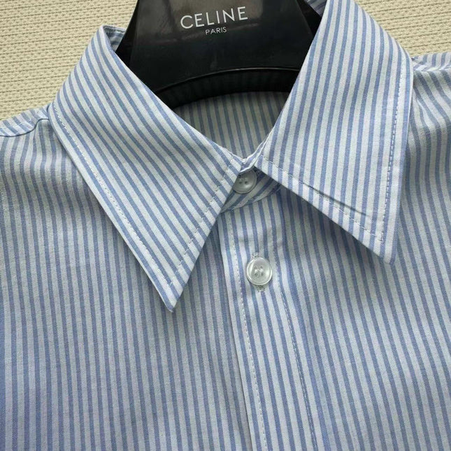 Celine Shirt Blue White Cotton