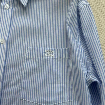 Celine Shirt Blue White Cotton