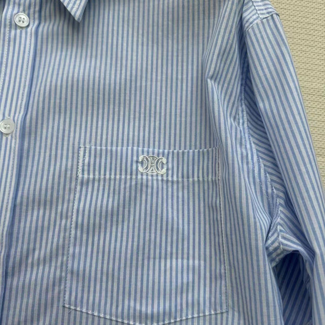 Celine Shirt Blue White Cotton