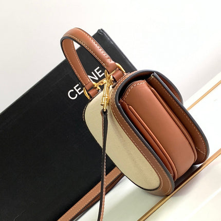 MINI BESACE CLEA 15 IN BROWN TEXTILE AND CALFSKIN