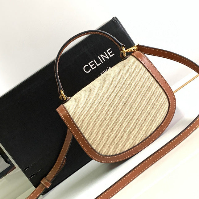 MINI BESACE CLEA 15 IN BROWN TEXTILE AND CALFSKIN