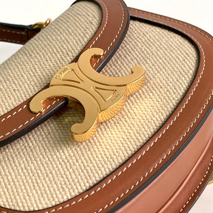 MINI BESACE CLEA 15 IN BROWN TEXTILE AND CALFSKIN