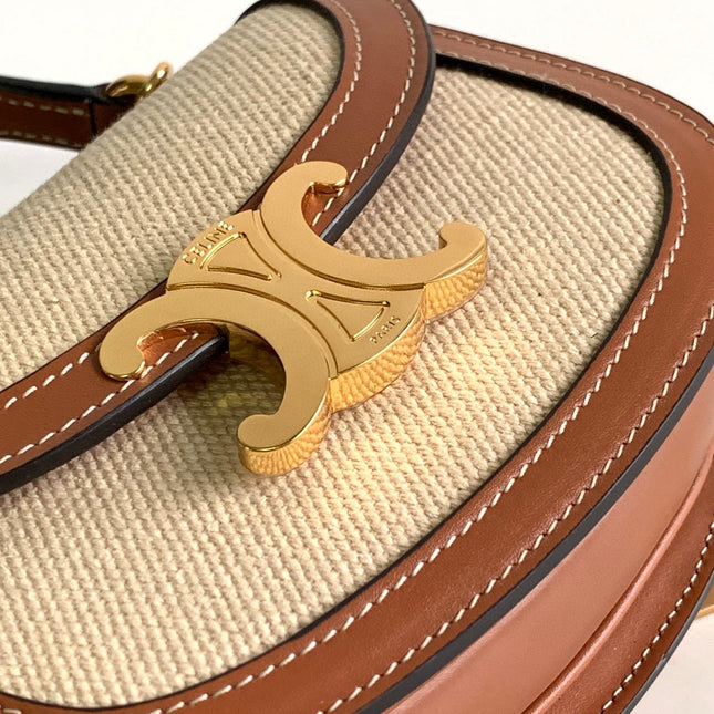 MINI BESACE CLEA 15 IN BROWN TEXTILE AND CALFSKIN