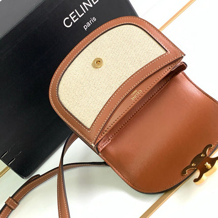 MINI BESACE CLEA 15 IN BROWN TEXTILE AND CALFSKIN