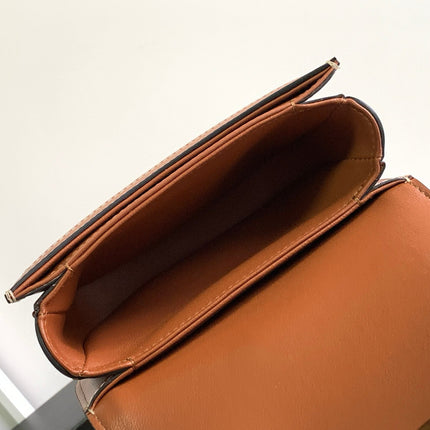 MINI BESACE CLEA 15 IN BROWN TEXTILE AND CALFSKIN