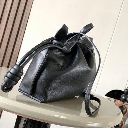 LOE MEDIUM 30 FLAMENCO KNOT IN BLACK LAMBSKIN