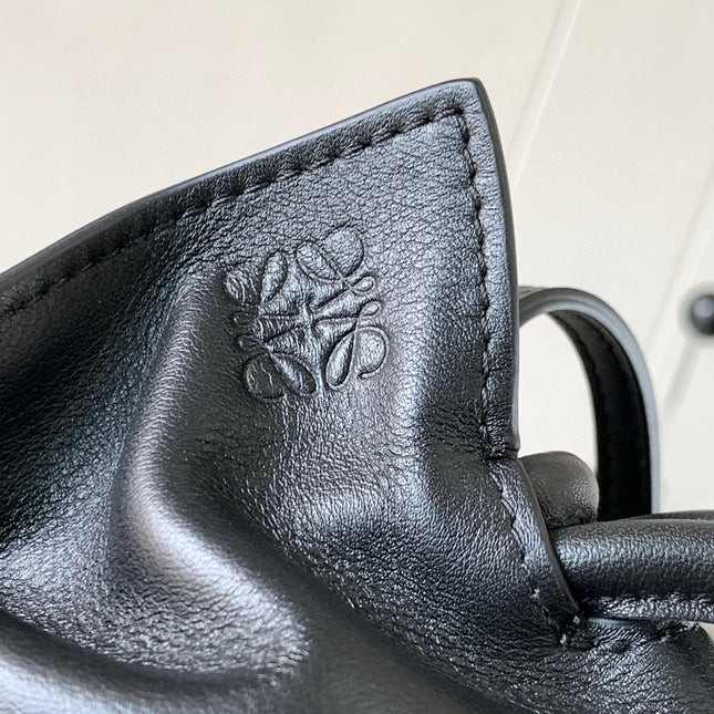 LOE MEDIUM 30 FLAMENCO KNOT IN BLACK LAMBSKIN