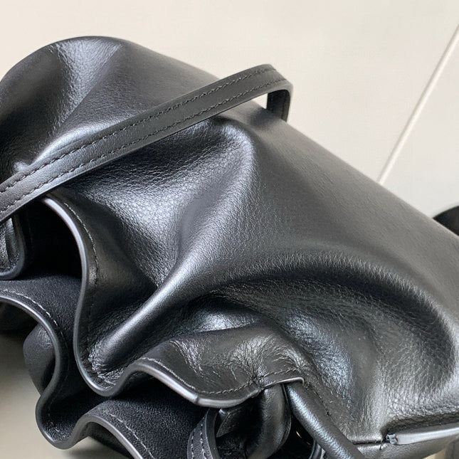 LOE MEDIUM 30 FLAMENCO KNOT IN BLACK LAMBSKIN