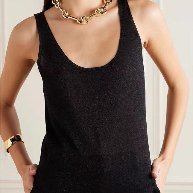 SL Tank Top In Lurex Knit Black