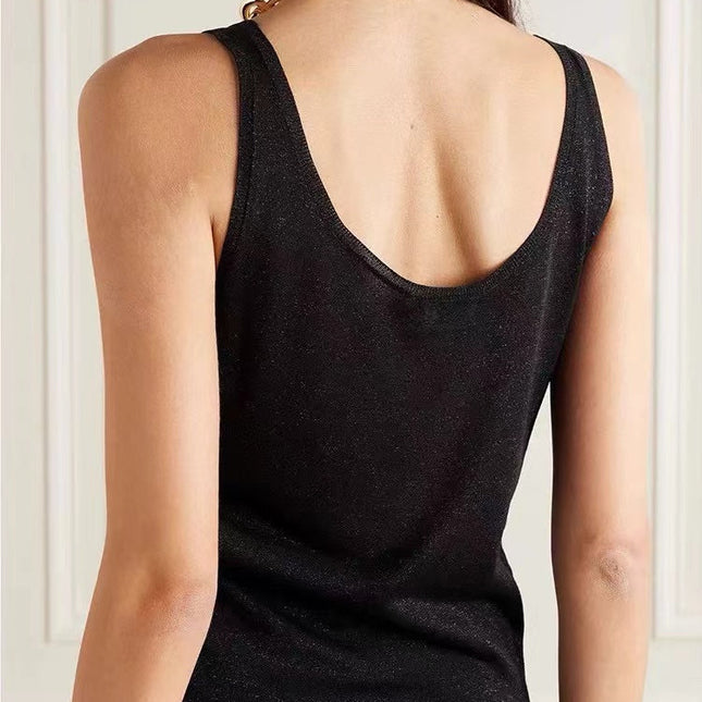 SL Tank Top In Lurex Knit Black