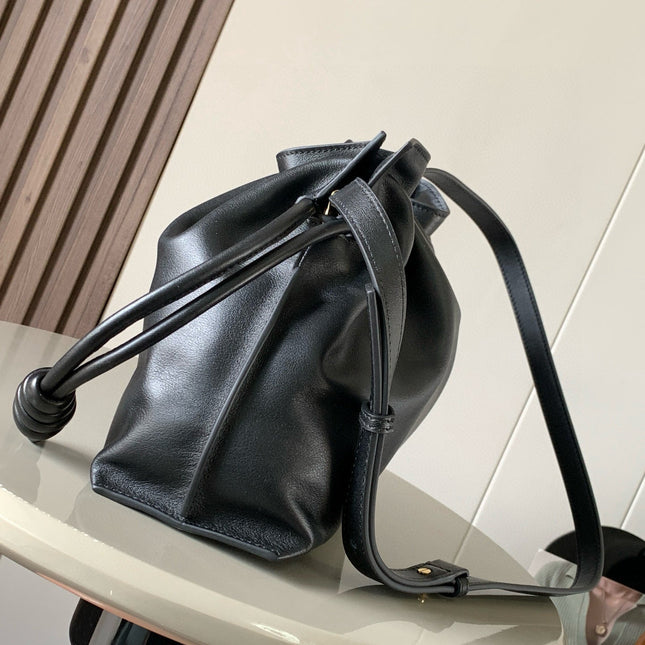 LOE MEDIUM 30 FLAMENCO KNOT IN BLACK LAMBSKIN GLOGO