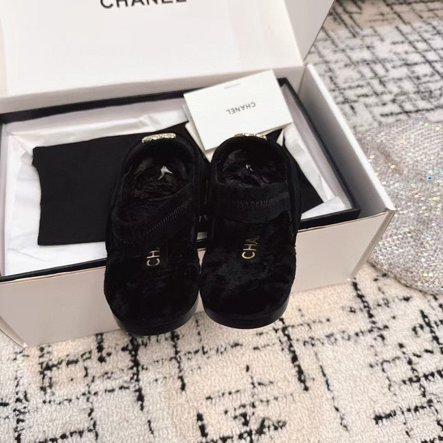 SLINGBACK LOAFER IN BLACK SUEDE AND SHEARLING