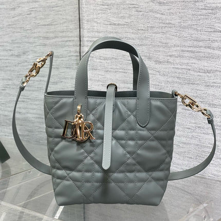MINI TOUJOURS BUCKET BAG 18 IN GREY CANNAGE CALFSKIN
