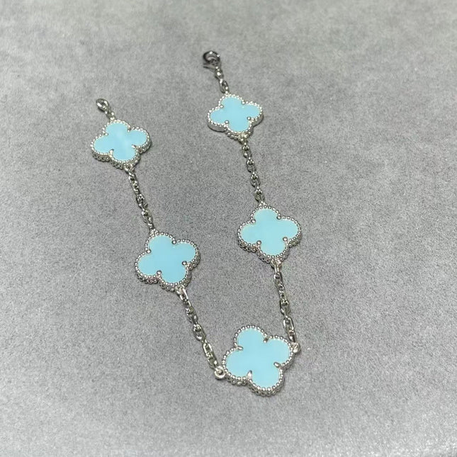 BLUE CLOVER BRACELET 5 MOTIF CARNELIAN